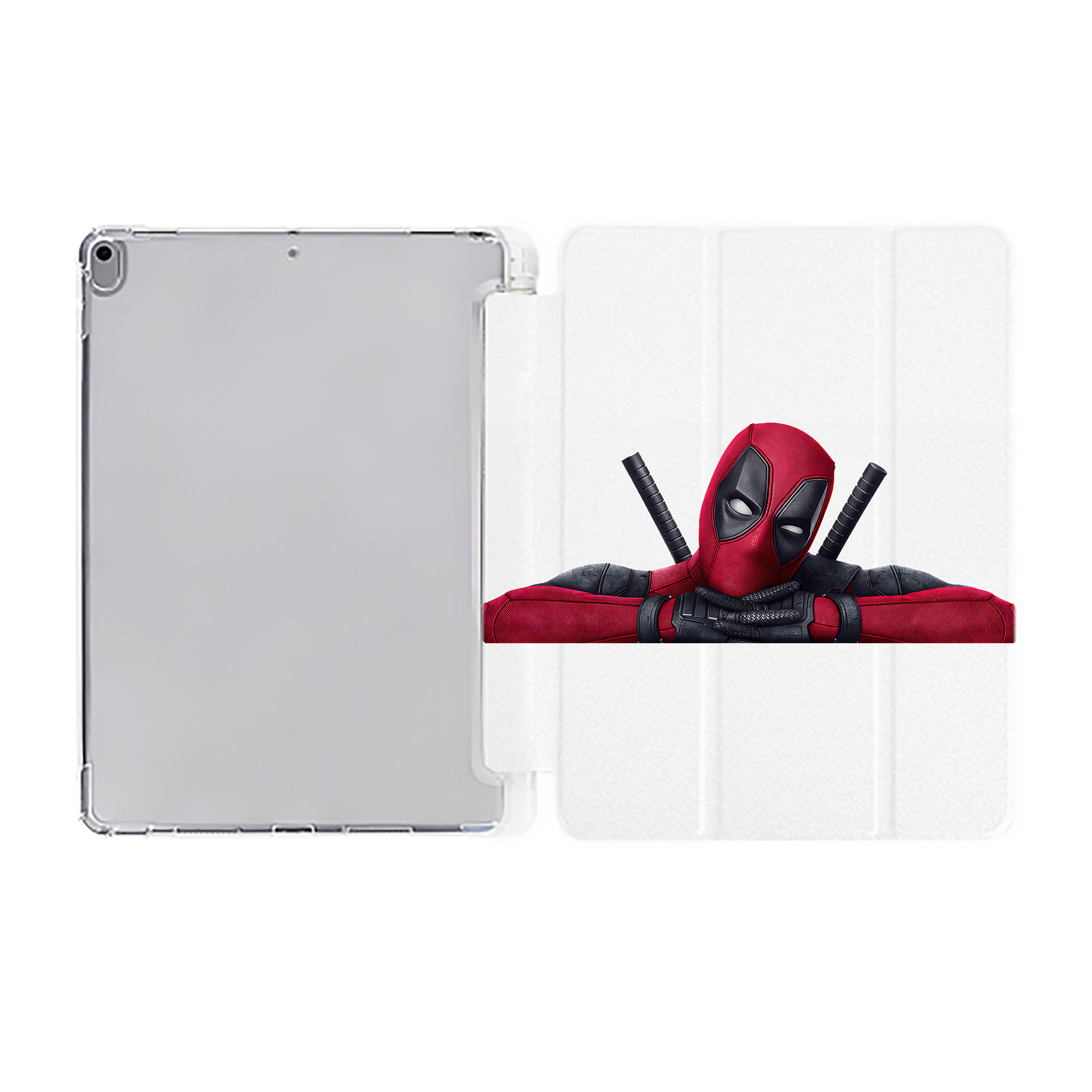 （画像用） Deadpool デッドプール IPad ケース ペン収納付き 三つ折りスタンド PUレザー×シリコン 対応機種9.5/10.5/10.9インチ